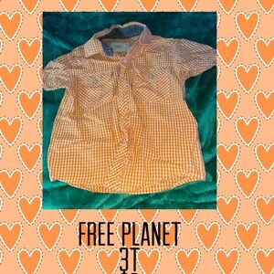 Free Planet Kids Orange Plaid Shirt